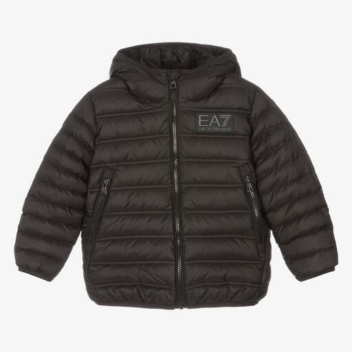 EA7 Emporio Armani-Schwarze Steppjacke für Jungen | Childrensalon Outlet