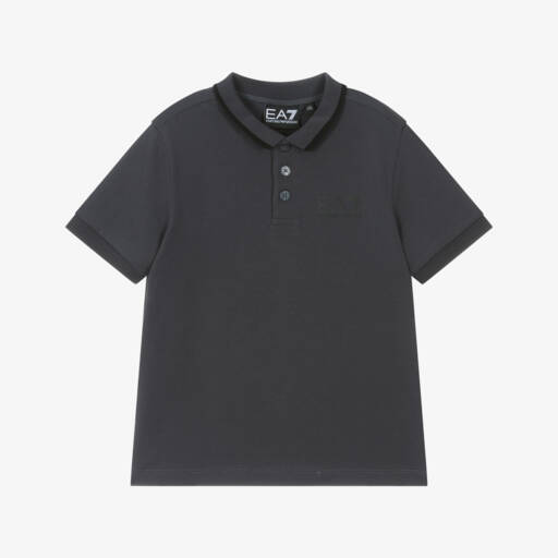 EA7 Emporio Armani-Boys Charcoal Stretch Polo Top | Childrensalon Outlet