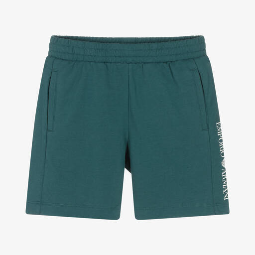 Emporio Armani Kids logo-print cotton shorts - Green