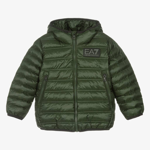 EA7 Emporio Armani-Grüne Steppjacke für Jungen | Childrensalon Outlet