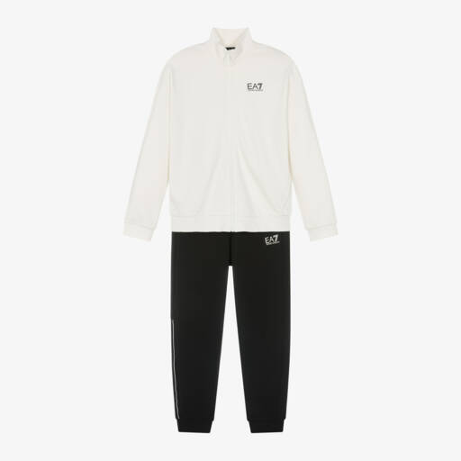 EA7 Emporio Armani-Детский костюм из хлопка с логотипом для мальчиков двухцветный | Childrensalon Outlet