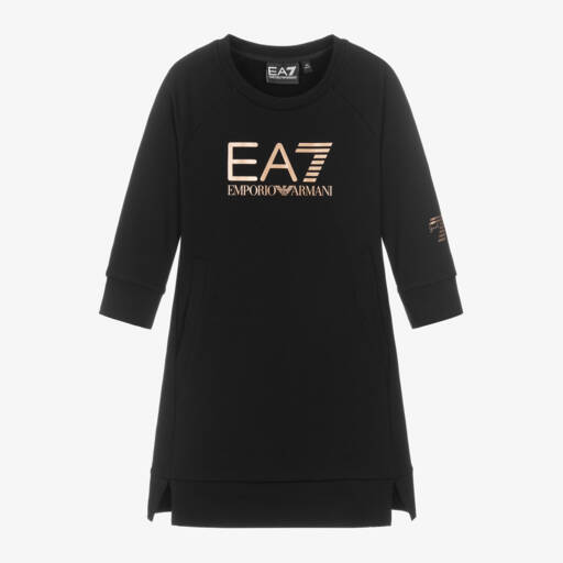 EA7 Emporio Armani-فستان سويتشيرت EA7 قطن لون أسود | Childrensalon Outlet