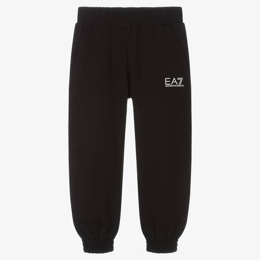 EA7 Emporio Armani-Schwarze Baumwoll-Jogginghose | Childrensalon Outlet