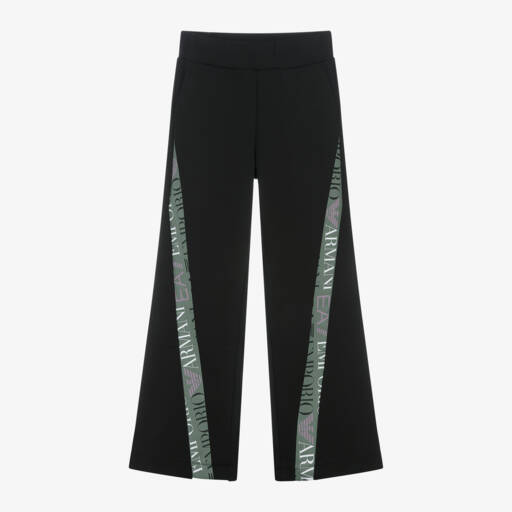 EA7 Emporio Armani-Girls Black Wide Leg Trousers | Childrensalon Outlet