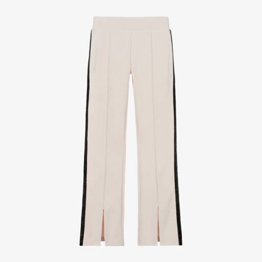 EA7 Emporio Armani-Girls Cream Modal Stretch Trousers | Childrensalon Outlet