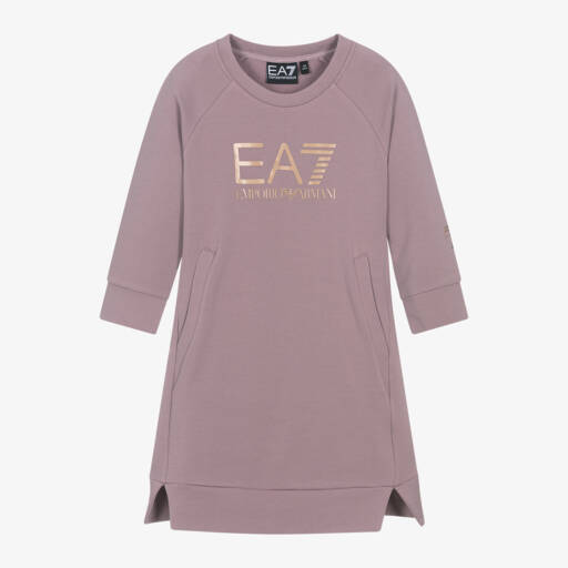 EA7 Emporio Armani-Girls Mauve Sweatshirt Dress | Childrensalon Outlet