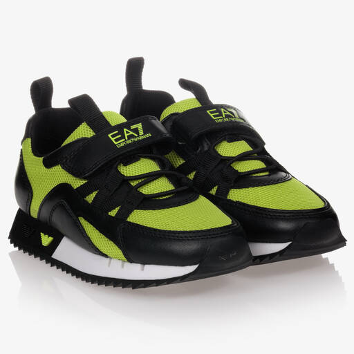 EA7 Emporio Armani-Черное-зеленые кроссовки | Childrensalon Outlet