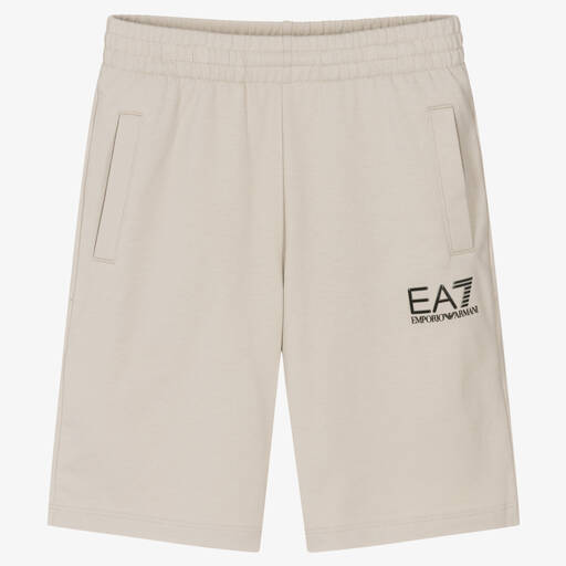 EA7 Emporio Armani-Teen Boys Beige Cotton Shorts | Childrensalon Outlet