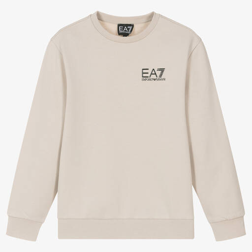 EA7 Emporio Armani-Teen Boys Beige Cotton Sweatshirt | Childrensalon Outlet