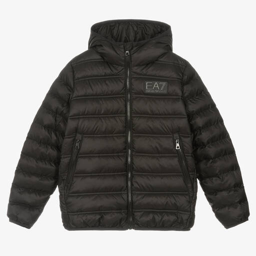 EA7 Emporio Armani-Teen Boys Black Puffer Jacket | Childrensalon Outlet