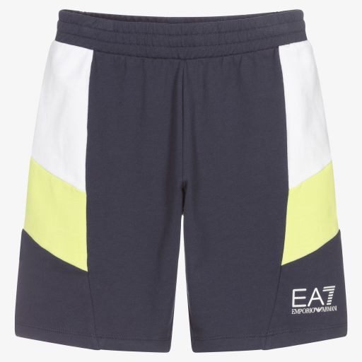 EA7 Emporio Armani-Черные хлопковые шорты для мальчиков-подростков | Childrensalon Outlet