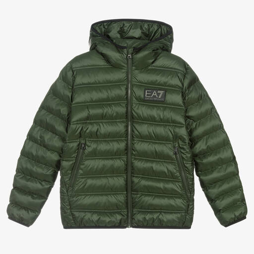 EA7 Emporio Armani-Grüne Teen Steppjacke für Jungen | Childrensalon Outlet