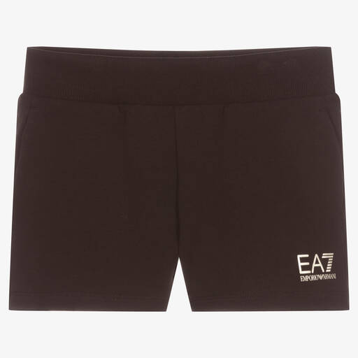 EA7 Emporio Armani-Teen Girls Black Logo Shorts | Childrensalon Outlet