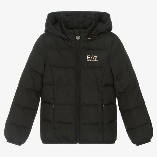EA7 Emporio Armani-Schwarze gefütterte Teen Jacke | Childrensalon Outlet