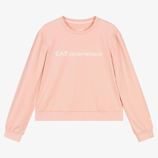 EA7 Emporio Armani-Teen Girls Pink Cotton EA7 Sweatshirt | Childrensalon Outlet