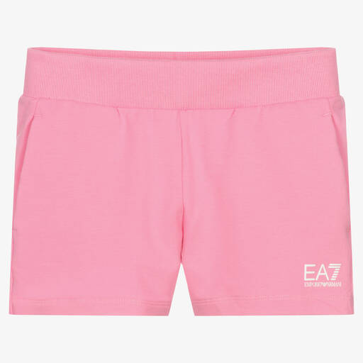 EA7 Emporio Armani-Teen Girls Pink Logo Shorts | Childrensalon Outlet