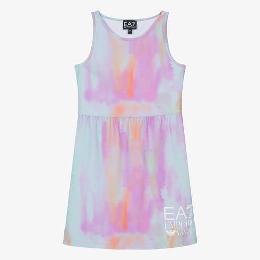 EA7 Emporio Armani-Teen Girls Pink Pastel Ombré Jersey Dress | Childrensalon Outlet