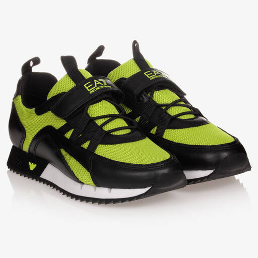 EA7 Emporio Armani-Teen Green Logo Trainers  | Childrensalon Outlet