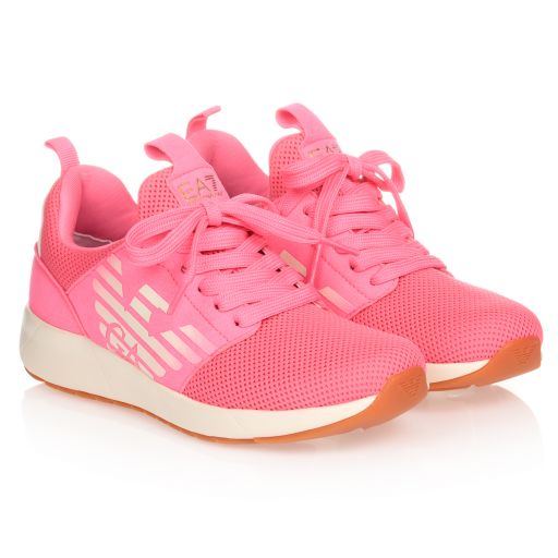 EA7 Emporio Armani-Teen Pink Logo Trainers | Childrensalon Outlet