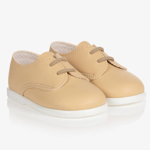 Early Days-Beige First Walker Lace-Up Shoes | Childrensalon Outlet