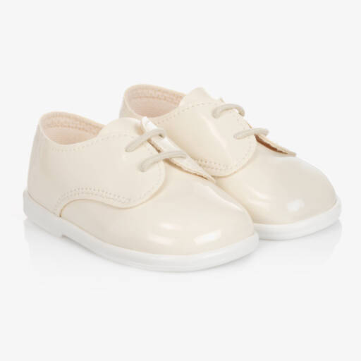 Early Days-Boys Ivory Patent First Walker Shoes | Childrensalon Outlet