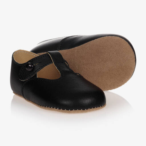 Early Days-Boys Soft Black Leather Walkers | Childrensalon Outlet