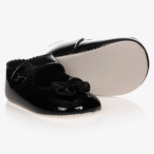 Early Days Baypods-Girls Black Faux Leather Baby Shoes | Childrensalon Outlet