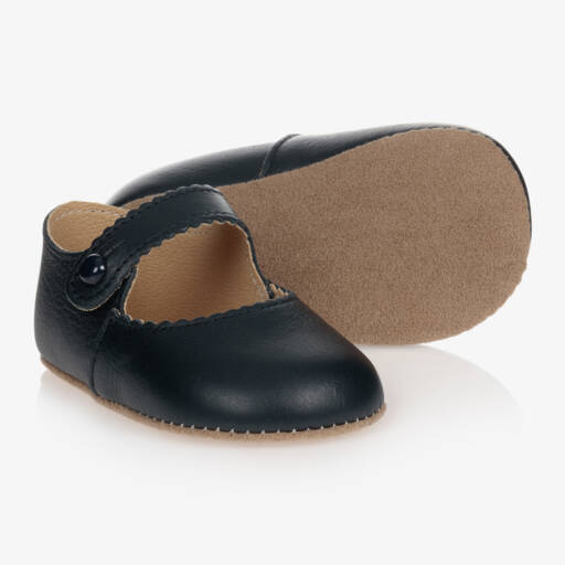 Early Days-Girls Blue Leather Infant Shoes | Childrensalon Outlet