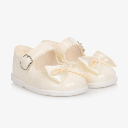Early Days-Girls Ivory Patent Ribbon Shoes | Childrensalon Outlet