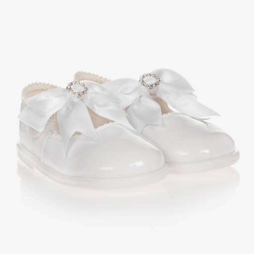 Early Days-Girls White Patent Bow Walkers | Childrensalon Outlet