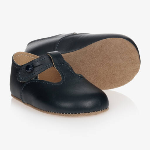 Early Days-Navy Blue Leather Pre-Walker Bar Shoes | Childrensalon Outlet
