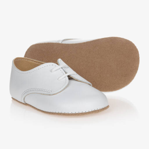 Early Days-White Leather Lace-Up Pre-Walker Shoes | Childrensalon Outlet