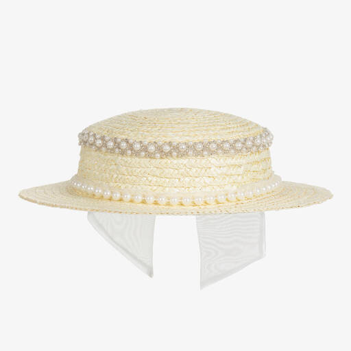 EIRENE-Chapeau de paille à perles et nœud | Childrensalon Outlet