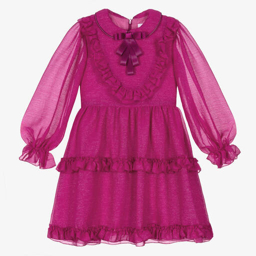 EIRENE-Girls Fuchsia Pink Chiffon Dress | Childrensalon Outlet