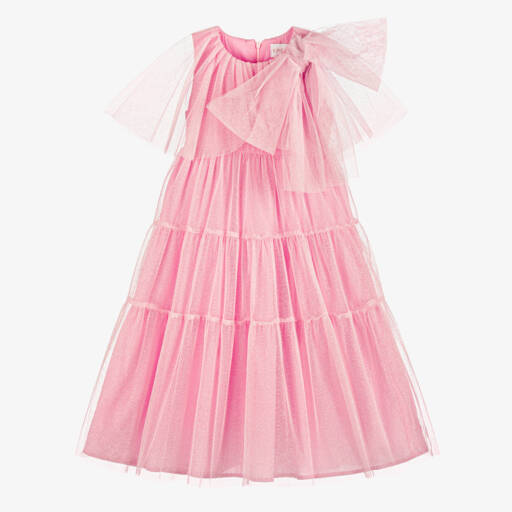 EIRENE-Girls Glittery Pink Tulle Dress | Childrensalon Outlet