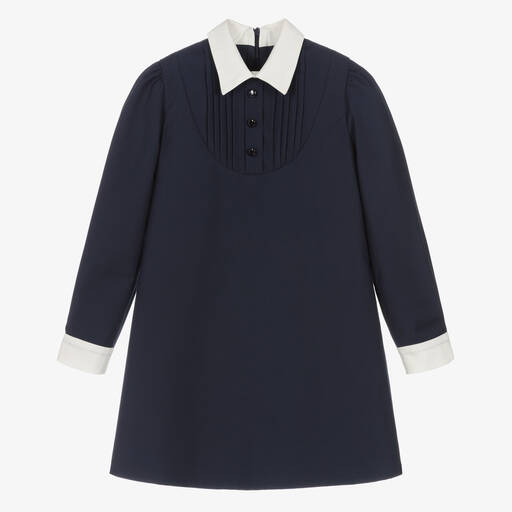 EIRENE-Girls Navy Blue Collared Dress | Childrensalon Outlet