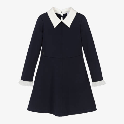 EIRENE-Girls Navy Viscose Jersey Frock | Childrensalon Outlet