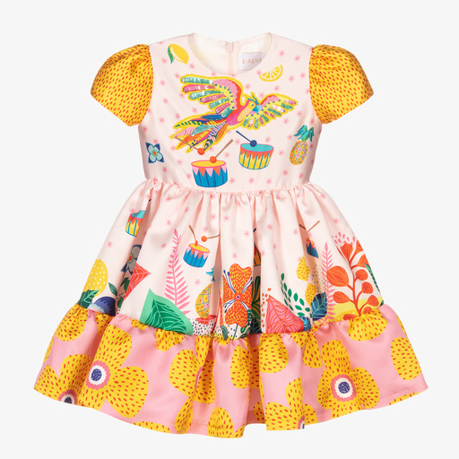 EIRENE-Girls Pink Beaded Parrot Dress | Childrensalon Outlet