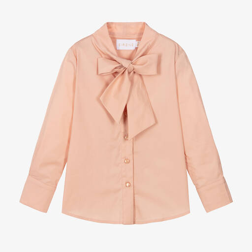 EIRENE-Girls Pink Bow Cotton Blouse | Childrensalon Outlet