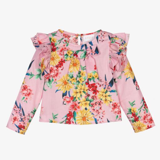 EIRENE-Розовая блузка с цветами для девочек | Childrensalon Outlet