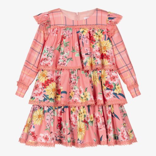 EIRENE-Girls Pink Floral Dress  | Childrensalon Outlet