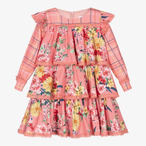 EIRENE-Robe fleurie rose Fille  | Childrensalon Outlet