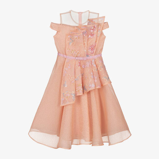 EIRENE-Розовое платье из органзы с цветами для девочек | Childrensalon Outlet