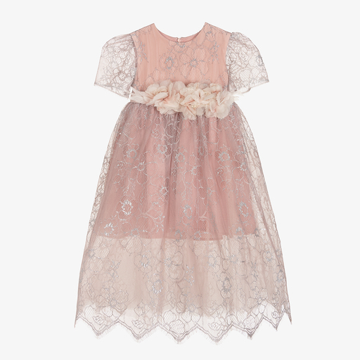 EIRENE-Girls Pink Lace Dress | Childrensalon Outlet