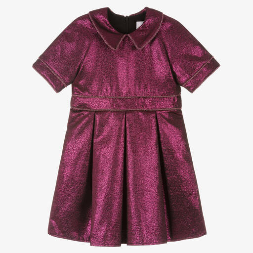 EIRENE-Girls Pink Lamé Pleated Dress | Childrensalon Outlet