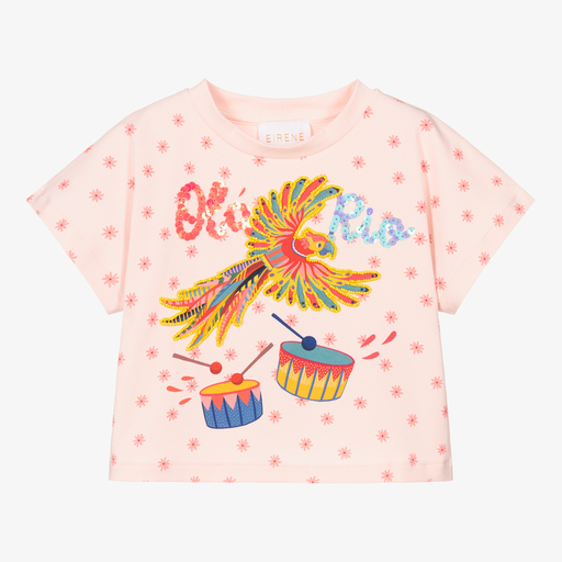 EIRENE-Girls Pink Parrot T-Shirt | Childrensalon Outlet