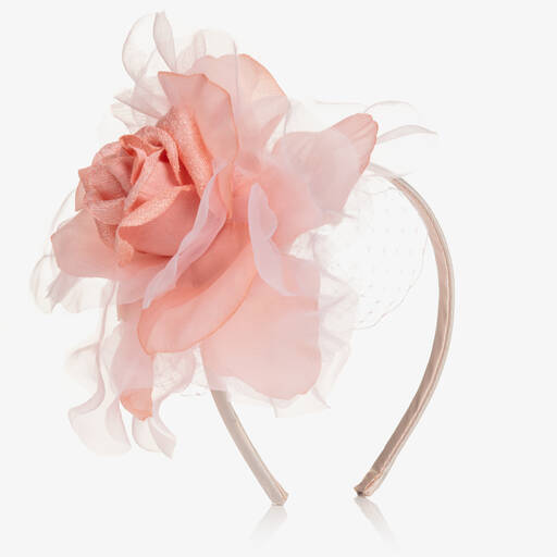 EIRENE-Girls Pink Rose Fascinator Hairband | Childrensalon Outlet