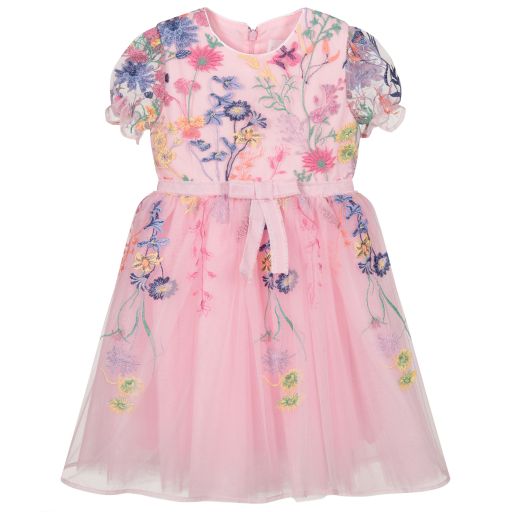 EIRENE-فستان تول لون زهري بطبعة ورود | Childrensalon Outlet