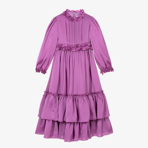 EIRENE-Girls Purple Frilled Dress  | Childrensalon Outlet