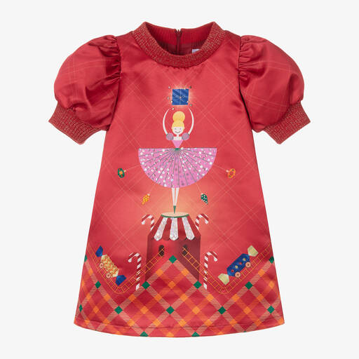 EIRENE-Girls Red Satin Festive Dress | Childrensalon Outlet